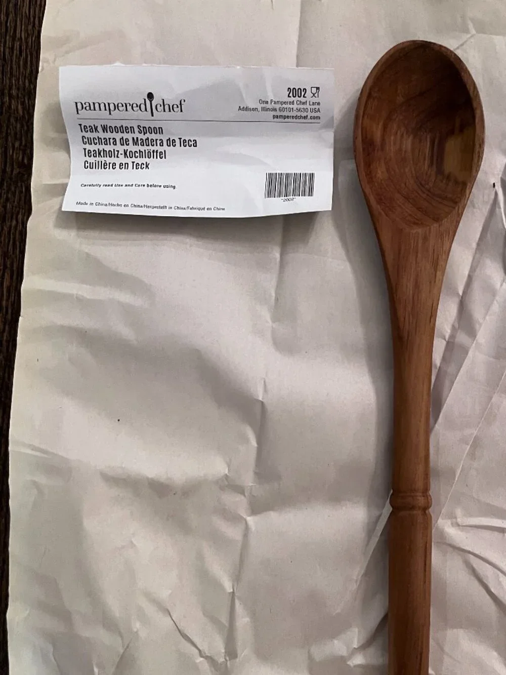 Pampered Chef Teak Wooden Spoon Cooking Serving Utensil Non-Stick Safe